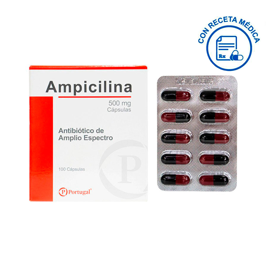 Ampicilina Ptg 500 Mg Cápsulas - Caja 100 Un.
