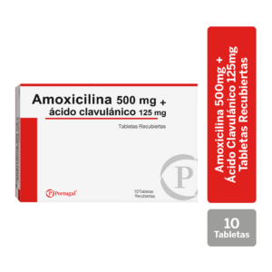 amoxicilina + Ácido clavulánico 500mg /125mg tabletas recubiertas