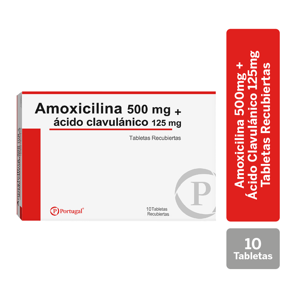 Amoxicilina 500mg + Ácido Clavulánico 125mg Tabletas Recubiertas – Caja 10 UN