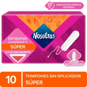 tampones nosotras súper sin aplicador caja 10 un