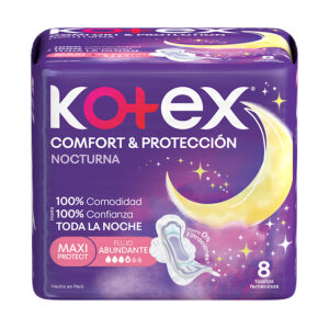 toallas higiénicas kotex confort y protección nocturna bolsa 8 un