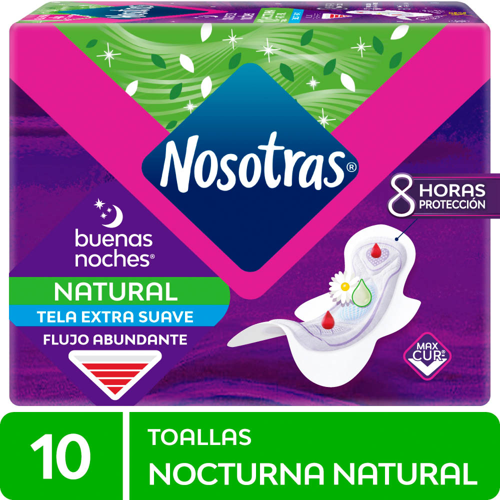 toallas higiénicas nosotras buenas noches natural paquete 10 un
