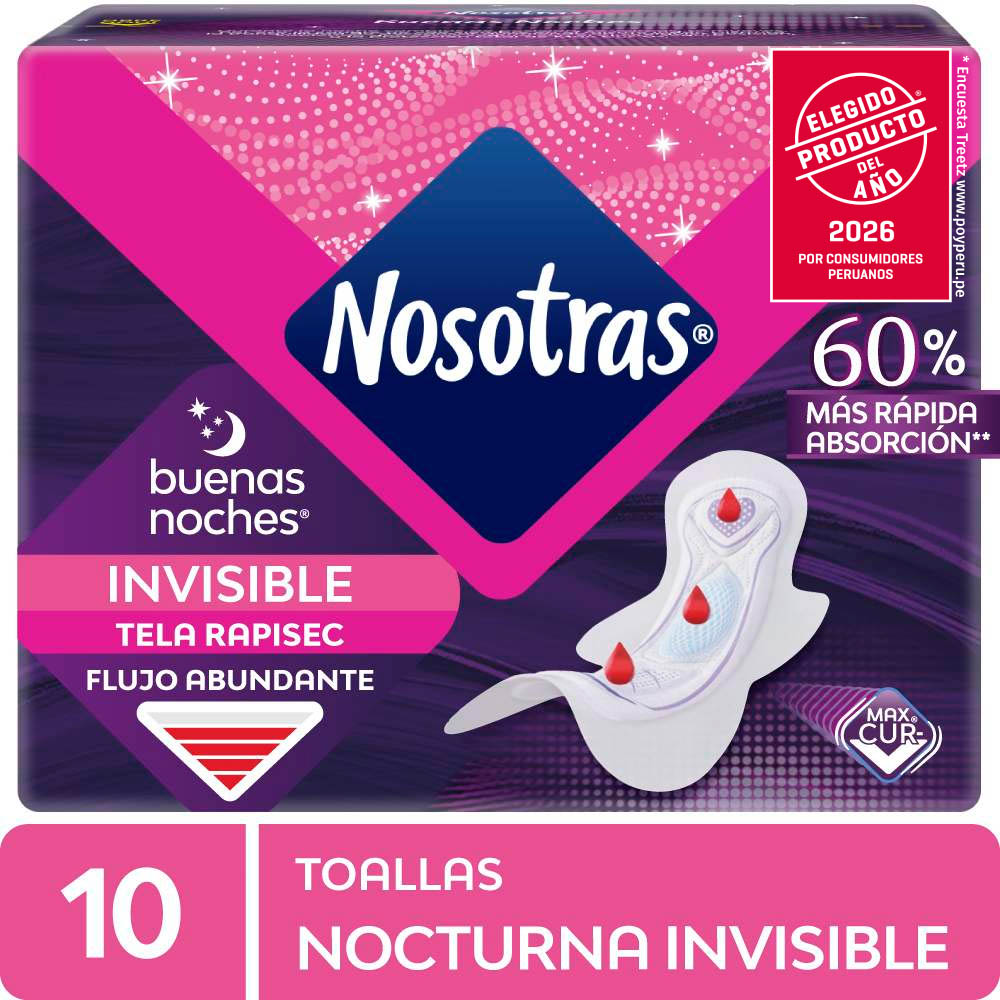 toallas higiénicas nosotras buenas noches rapigel paquete 10 un