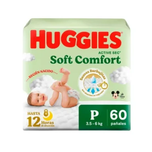 pañal huggies active sec primeros días talla p bolsa 60 un