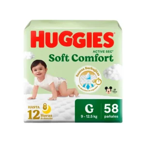 pañal huggies active sec talla g bolsa 58 un