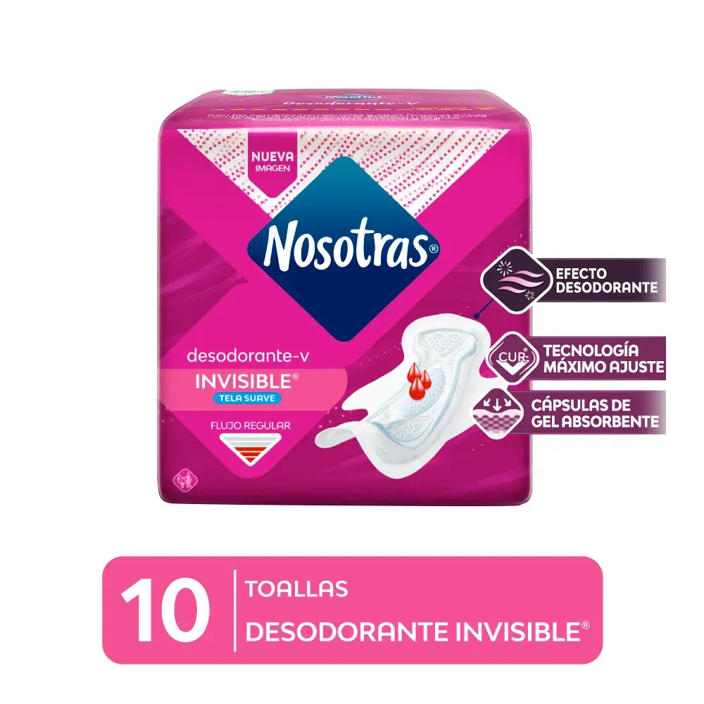 toalla higiénica nosotras efecto desodorante invisible bolsa 10 un