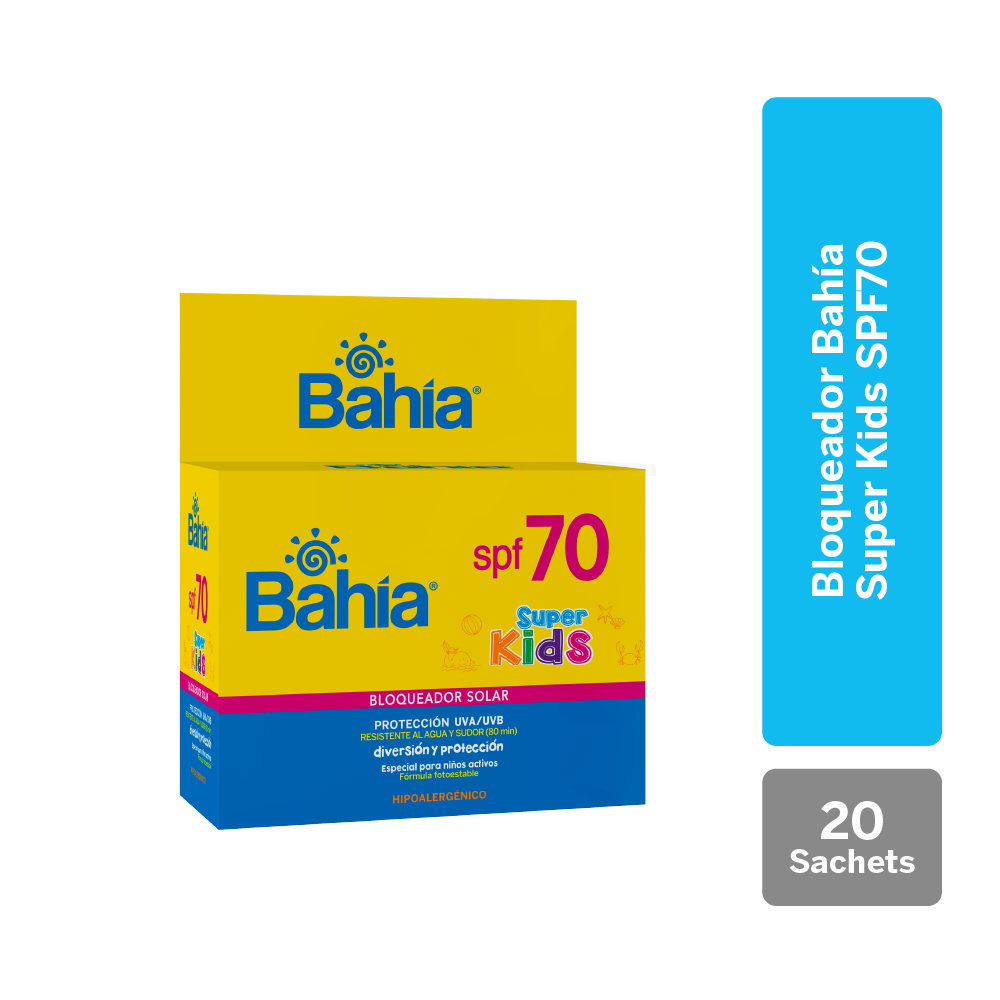 Bahia Bloqueador Super Kids SPF70 – Caja 20 UN