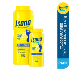 talco para pies triple acción isana frasco 240 g + 60 g pack