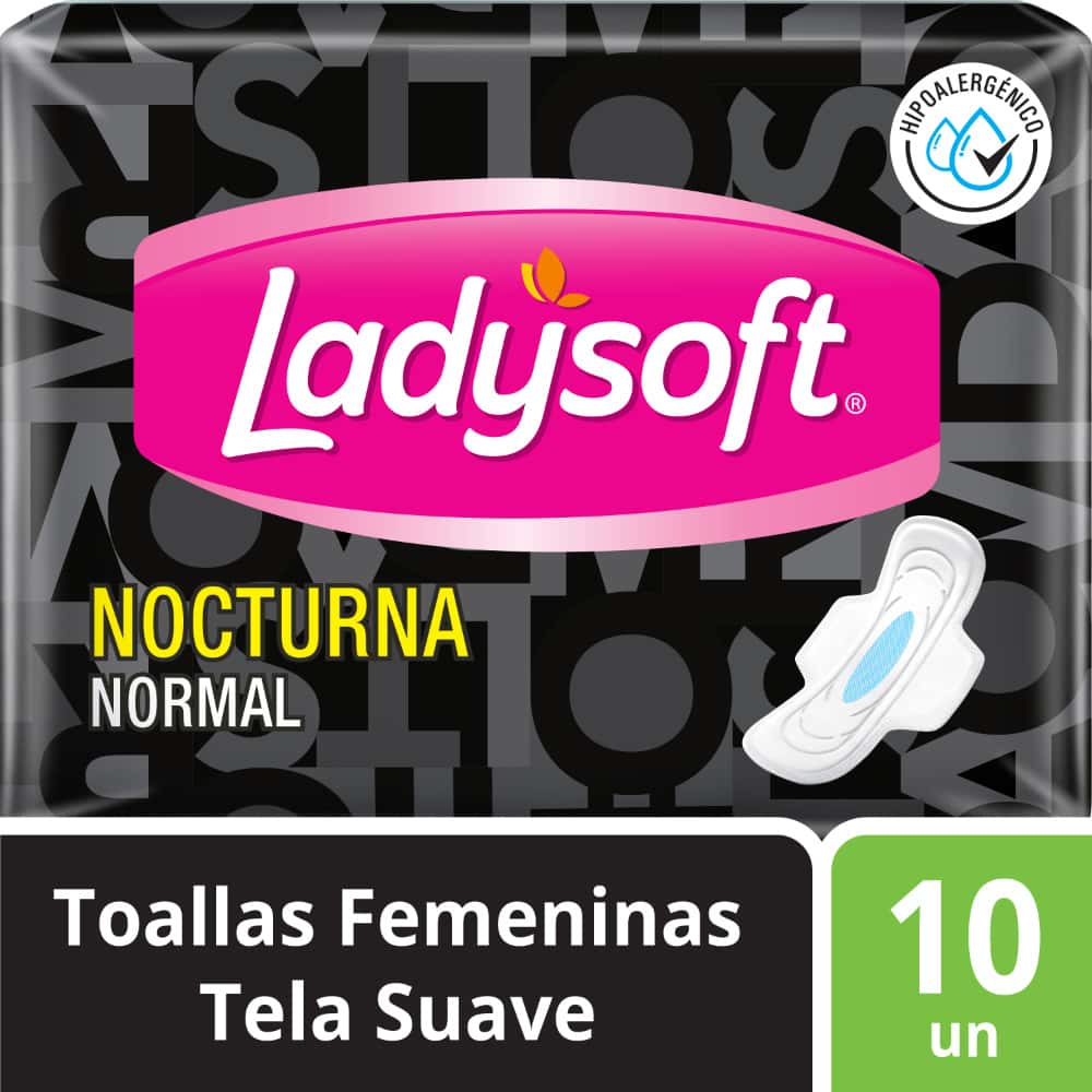 toallas higiénicas nocturnas ladysoft tela suave bolsa 10 un