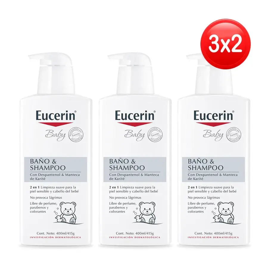 eucerin baby baño & shampoo frasco 400 ml 3x2