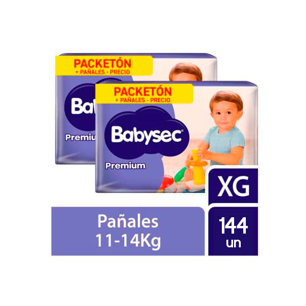 pañal babysec premium xg packeton bolsa 72 un duopack