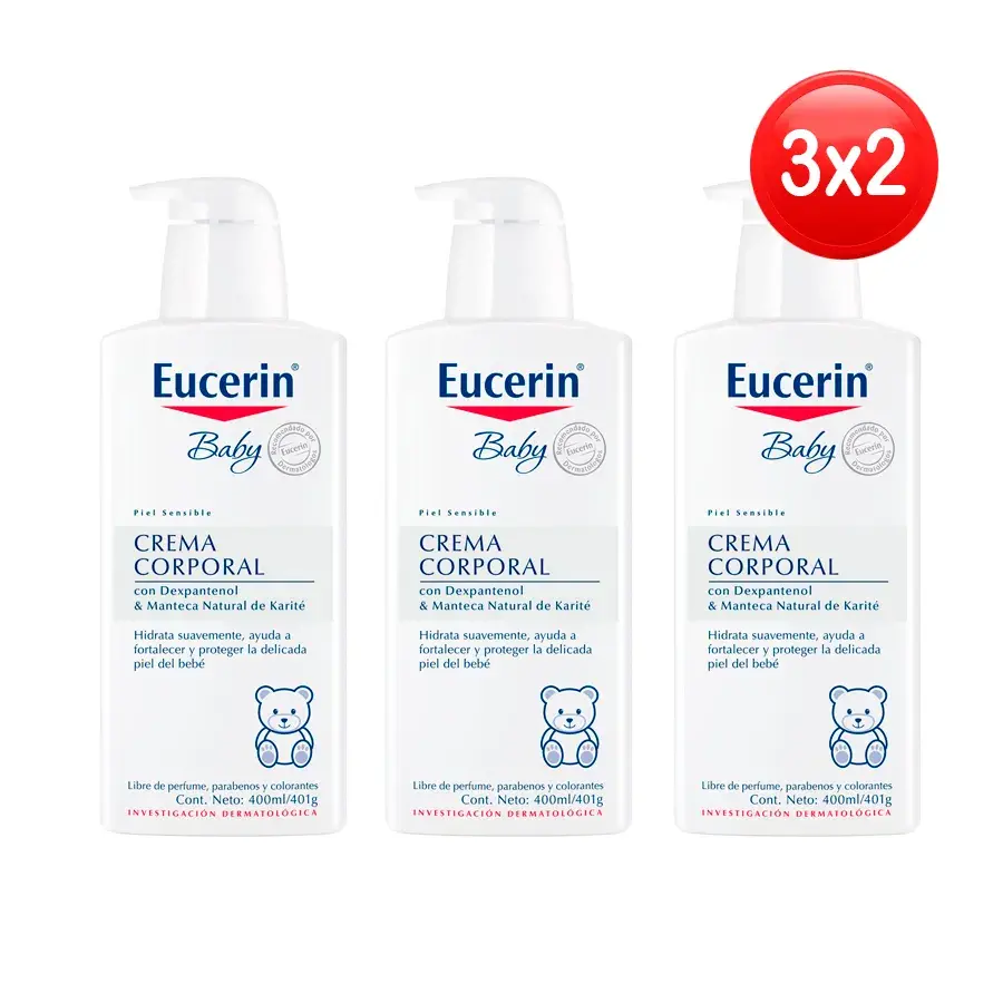 eucerin baby crema corporal frasco 400 ml 3x2