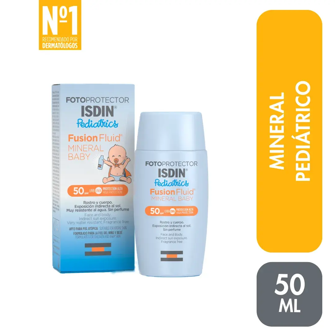 isdin fotoprotector pediátrico baby fusión fluido mineral fps 50 frasco 50 ml