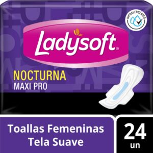 ladysoft toallas higiénicas maxi pro nocturna bolsa 24 un