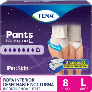 ropa interior absorbente tena pants nocturno talla l – paquete 8 un
