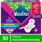 toallas higiénicas nosotras buenas noches nocturna natural paquete 30un