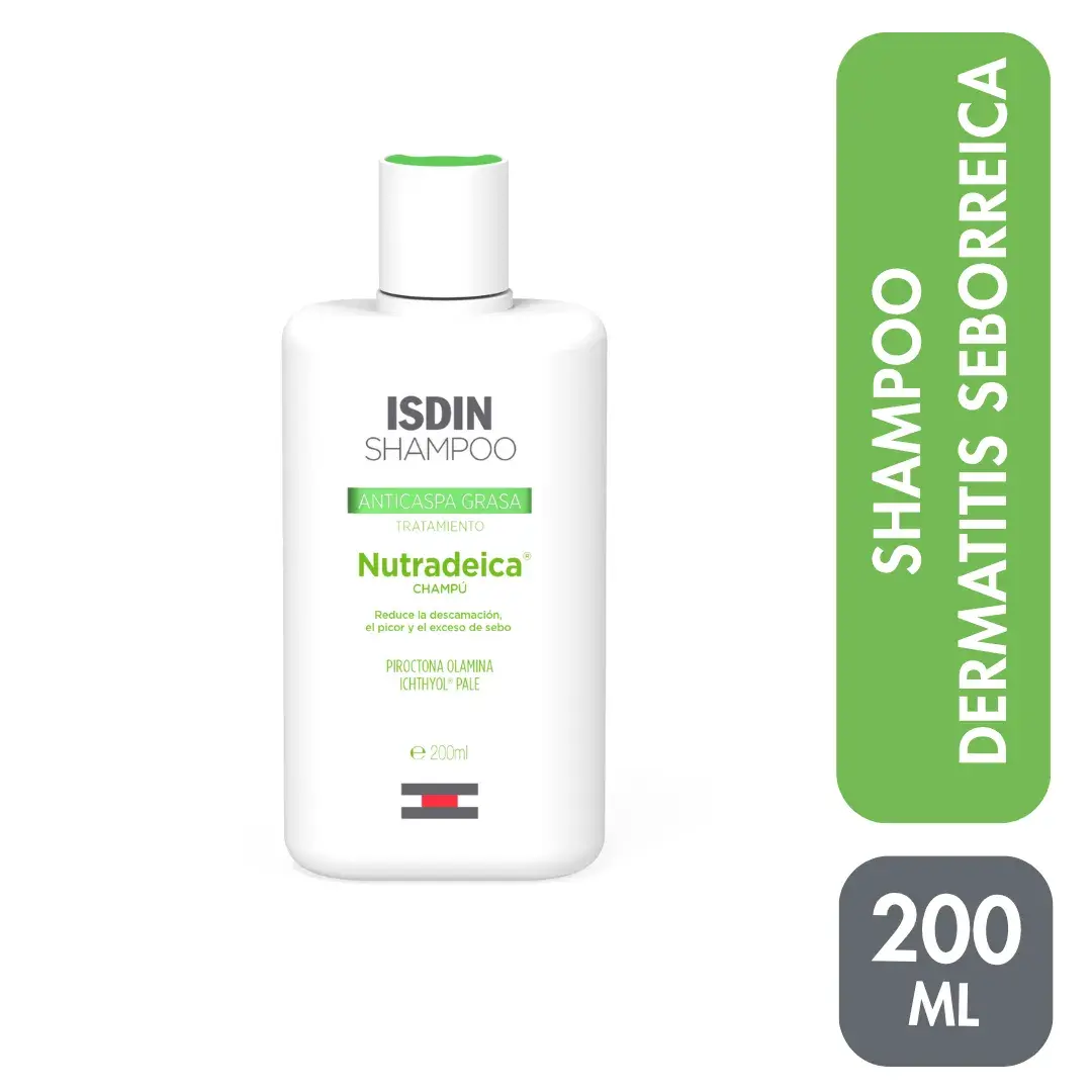 isdin shampoo anticaspa grasa nutradeica champú frasco 200 ml