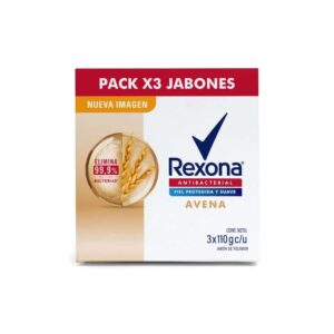 jabón en barra rexona antibacterial avena 110g paquete 3un