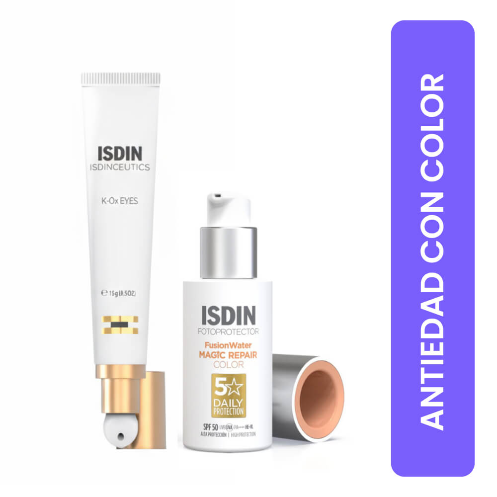 pack reductor de bolsas y ojeras isdin k ox eyes x 15ml + fotoultra age repair color x 50 ml