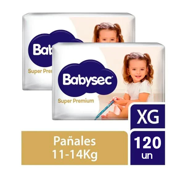 pañales babysec super premium talla xg. paquete 60 un duopack