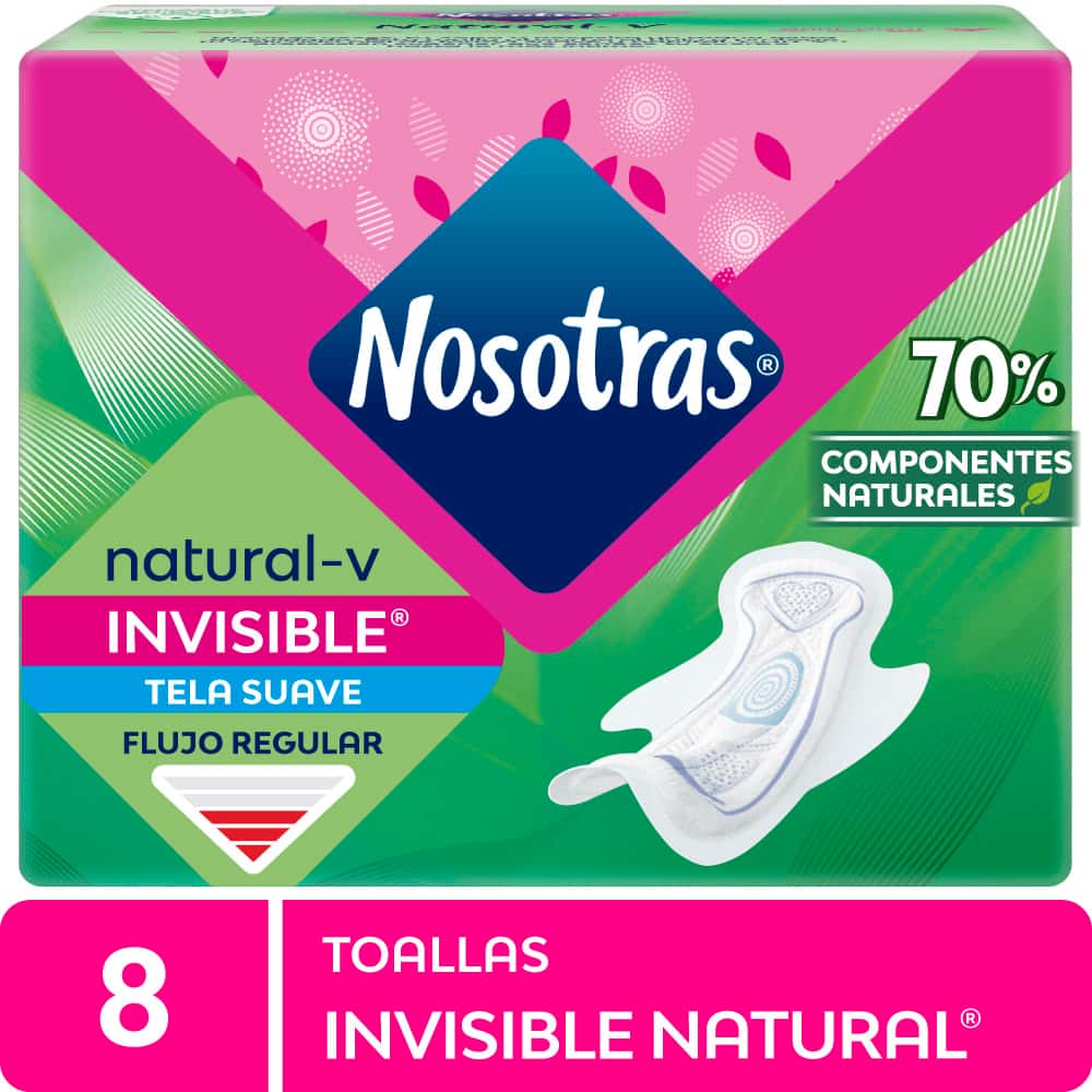 toallas higiénicas nosotras natural invisible paquete 8 un