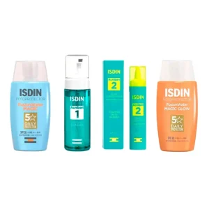 fotoprotector isdin fusion water magic x 50 ml + acniben limpiador purificante x 150 ml + acniben night concentrate anti imperfecciones