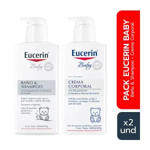 pack eucerin baby baño & shampoo x 400ml + crema corporal x 400ml