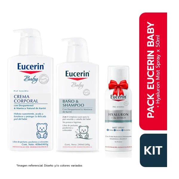 pack eucerin baby baño & shampoo x 400ml + crema corporal x 400ml
