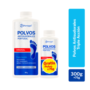 pack polvos antisudorales portugal original frasco 300g + 75g