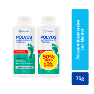 pack polvos antisudorales portugal con mentol frasco 75 g