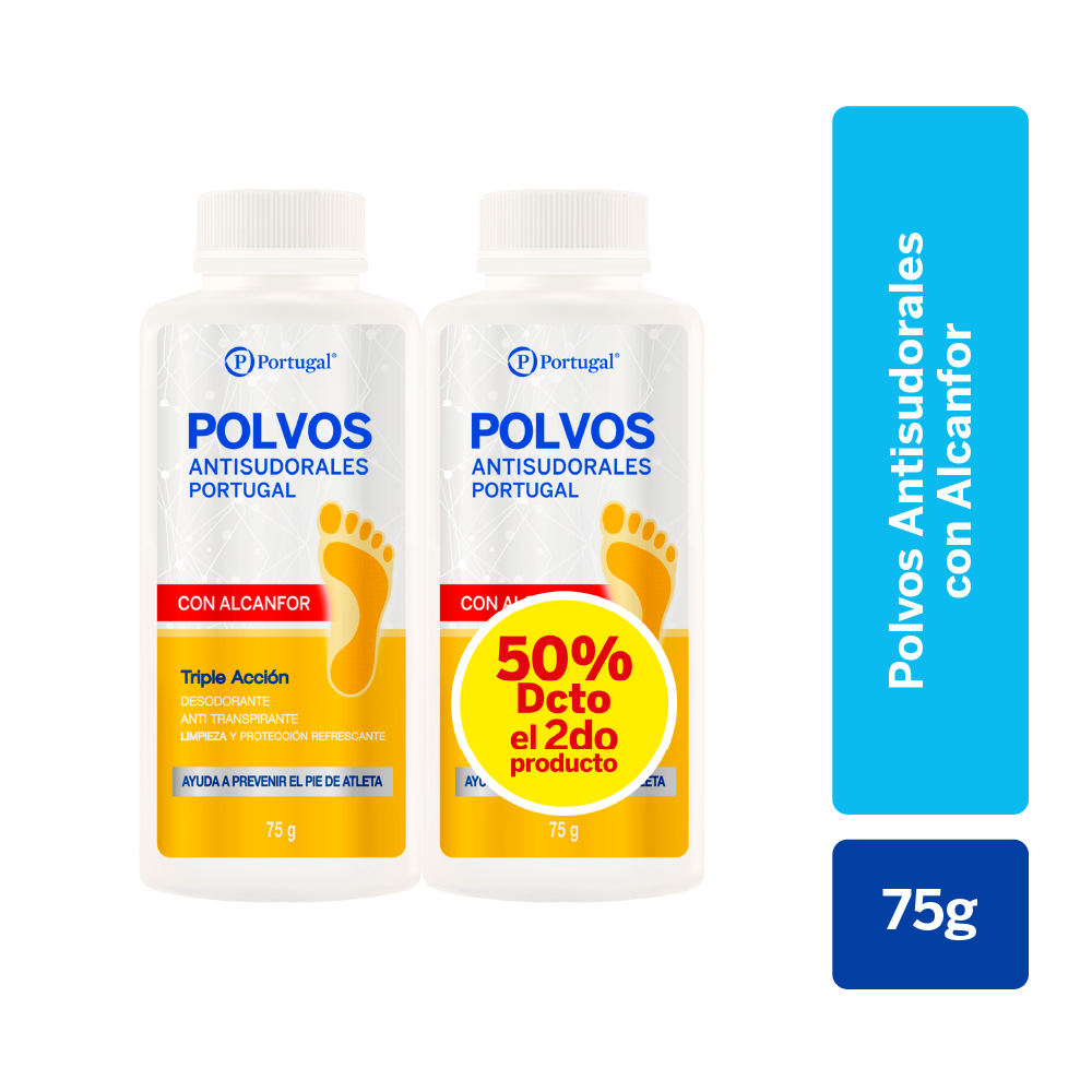 pack polvos antisudorales portugal con alcanfor frasco 75 g