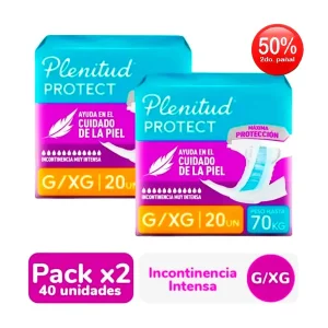 pañales de adulto plenitud protect talla g/xg. bolsa 20un 2do con 50% dscto.