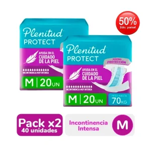 pañales de adulto plenitud protect talla m. bolsa 20un 2do con 50% dscto.