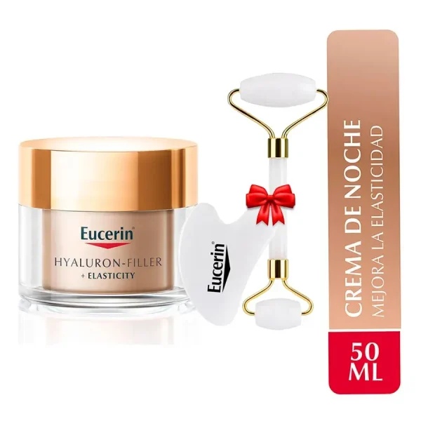 crema facial antiarrugas de noche eucerin hyaluron filler + elasticity pote 50 ml