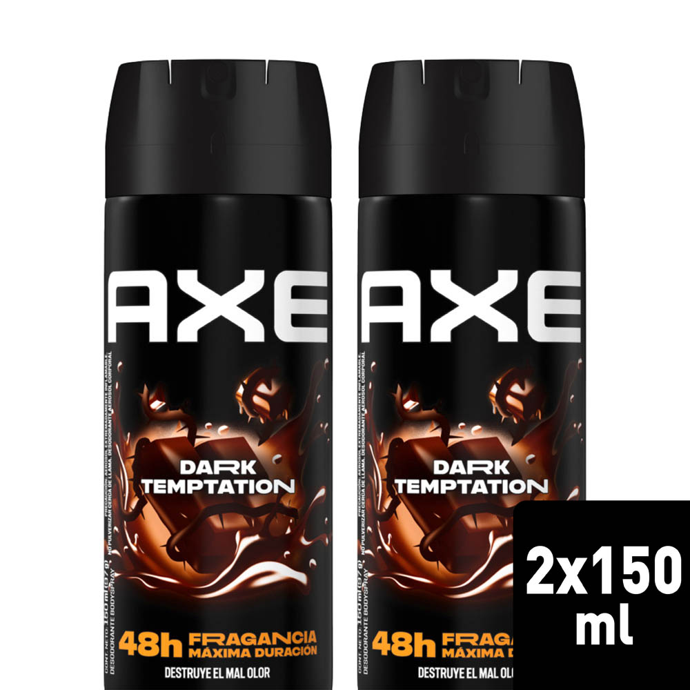 pack bodyspray axe dark temptation frasco 150 ml