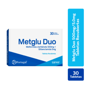 metglu duo 500 mg + 5 mg tabletas recubiertas caja 30 un