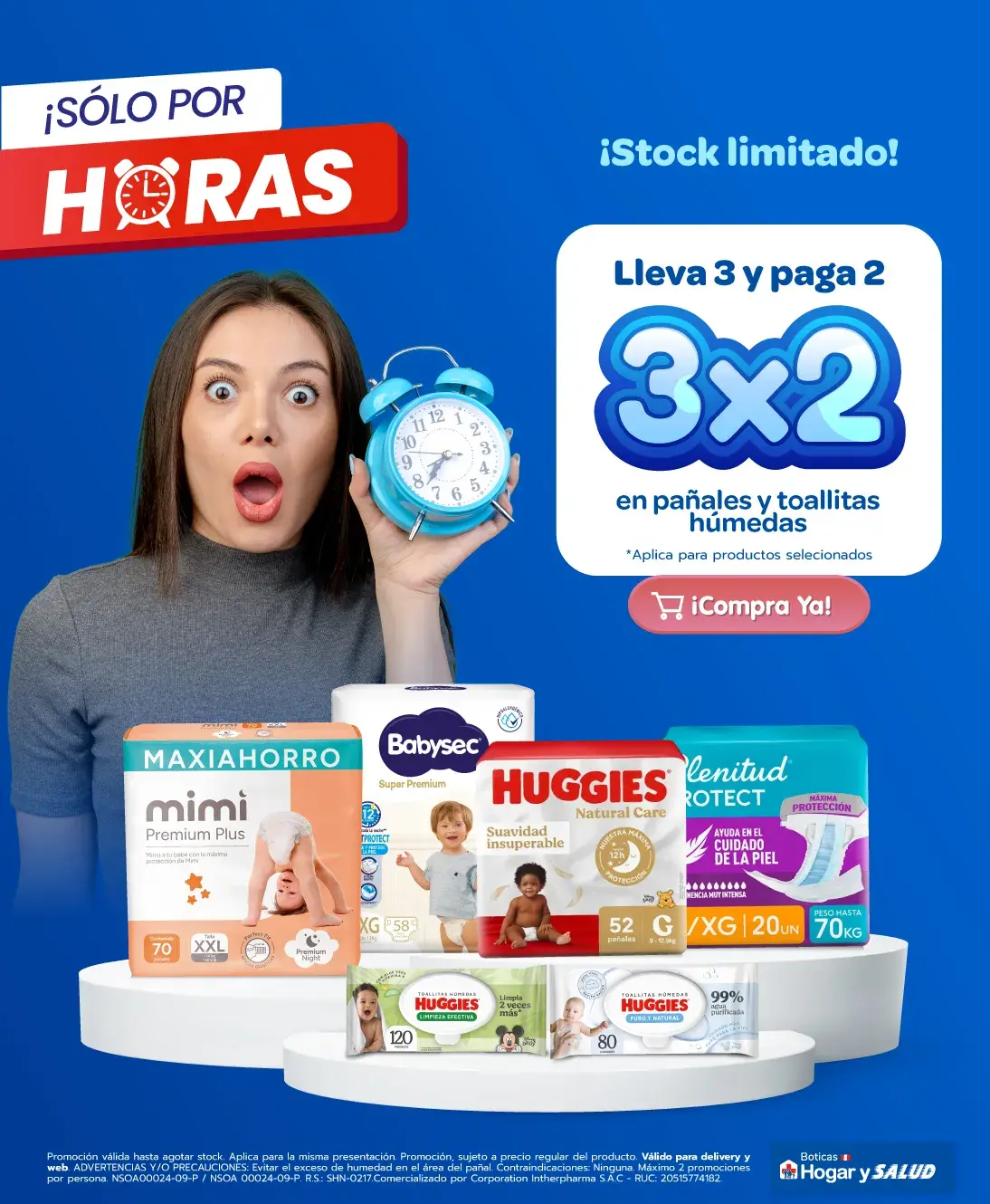 3x2 pañales toallitas