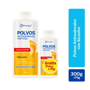 pack polvos antisudorales con alcanfor 300 g + 75 g