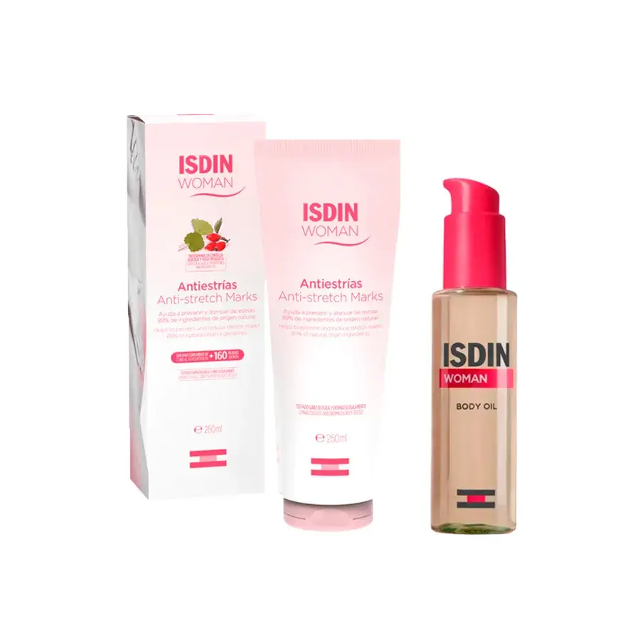 isdin woman body oil x 100ml + antiestrias x 250ml
