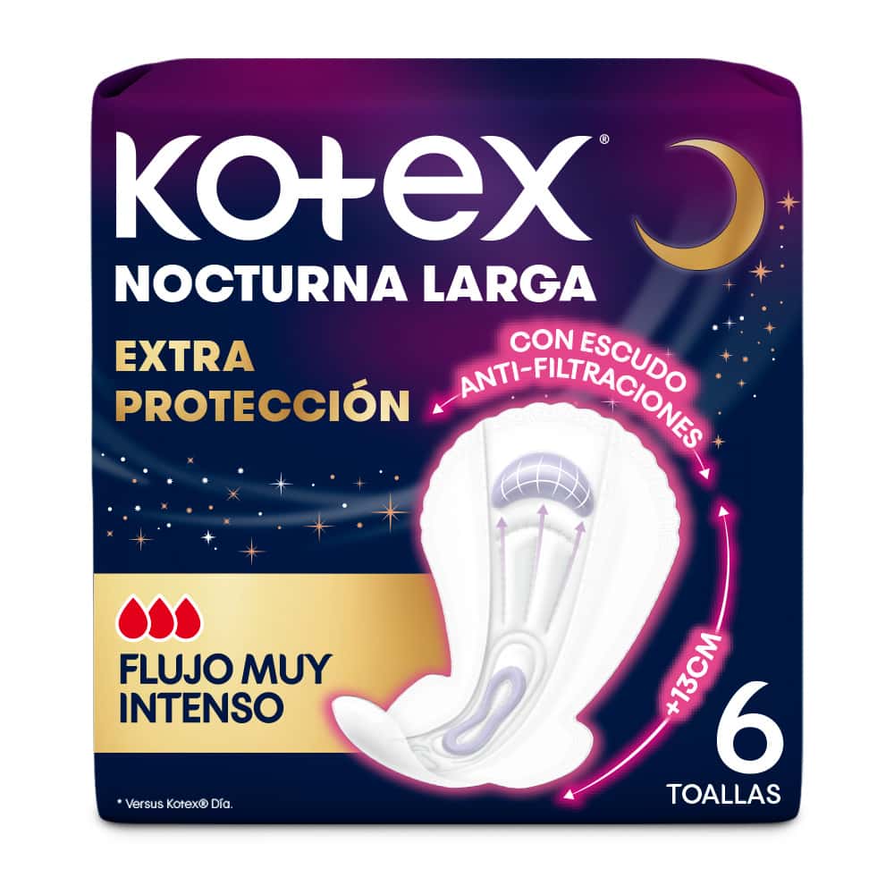 toalla higiénica kotex nocturna larga bolsa 6 un