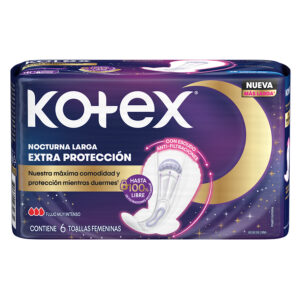 toallas higiénicas kotex nocturna larga extra protección bolsa 6 un