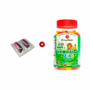 pack bioviton: gomitas kids vitamina c + zinc prime health frasco 60 un + bioviton caja 30 cápsulas blandas