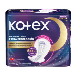 toallas higiénicas kotex nocturna larga extra protección bolsa 20 un