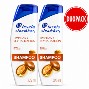 duopack shampoo head & shoulders limpieza y revitalización con aceite de argán frasco 375 ml