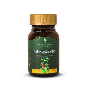 ashwagandha 100% raíz pura herbals & health frasco 60 un